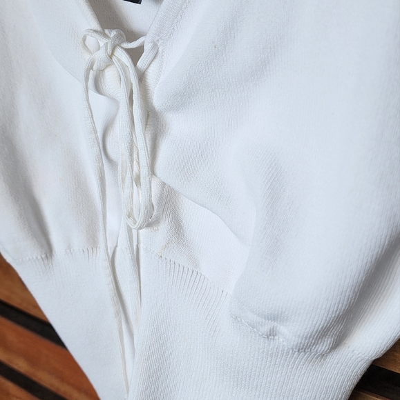 LIKE NEW Y2K BARDOT womans size 10 white stretch knit singlet - Picture 5 of 6